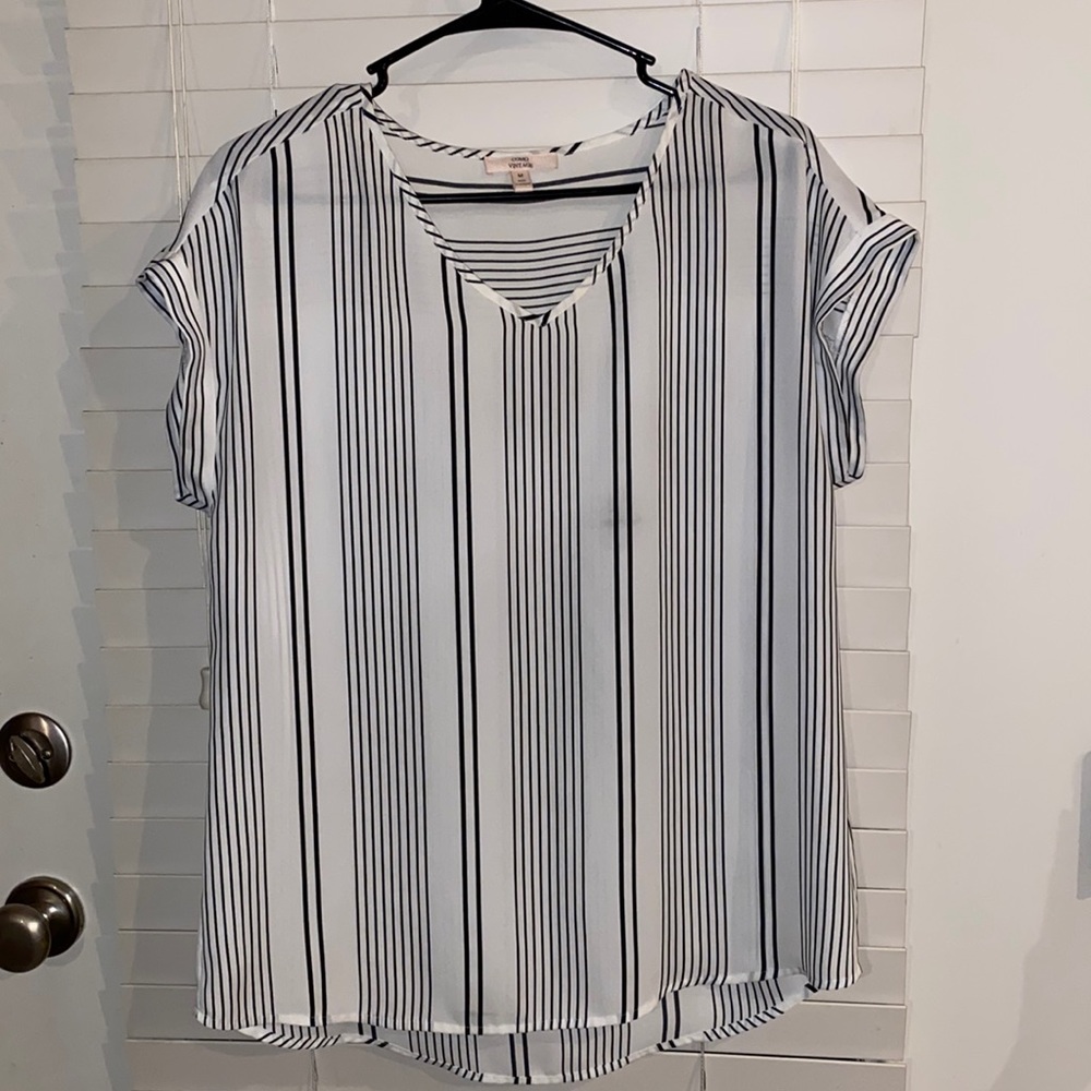 Como Vintage Black & White Striped Top